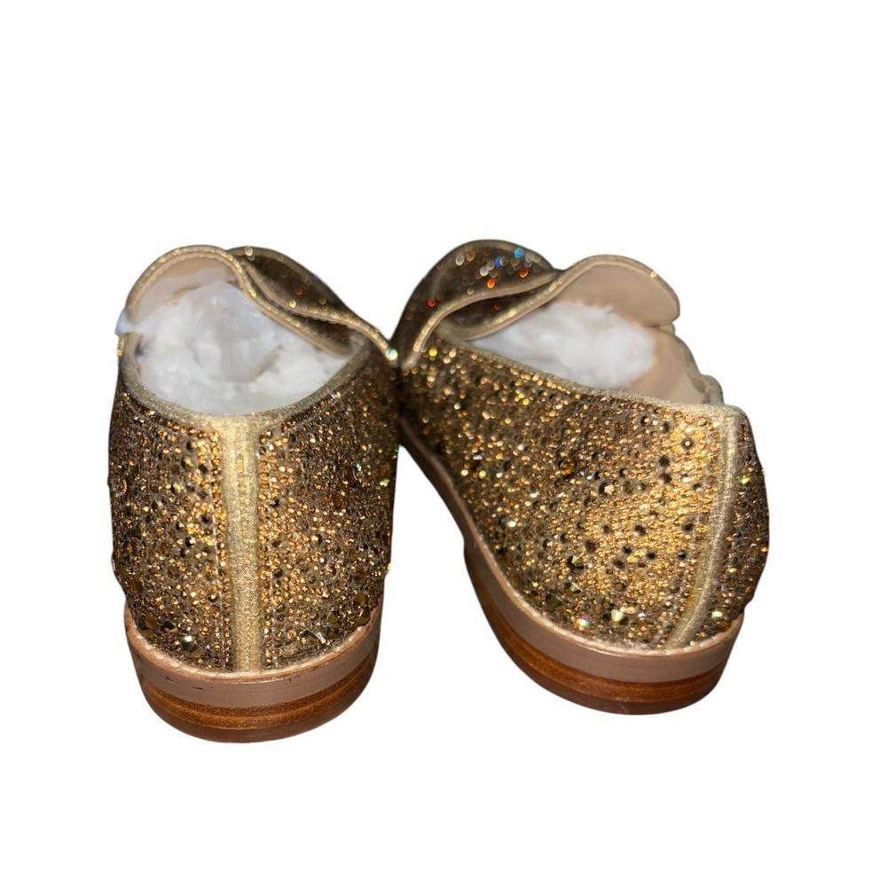 Blue by Betsey Johnson Sz 9M Aron Gold Rhinestone Loafers Flats Glass Crystals - Picture 10 of 13